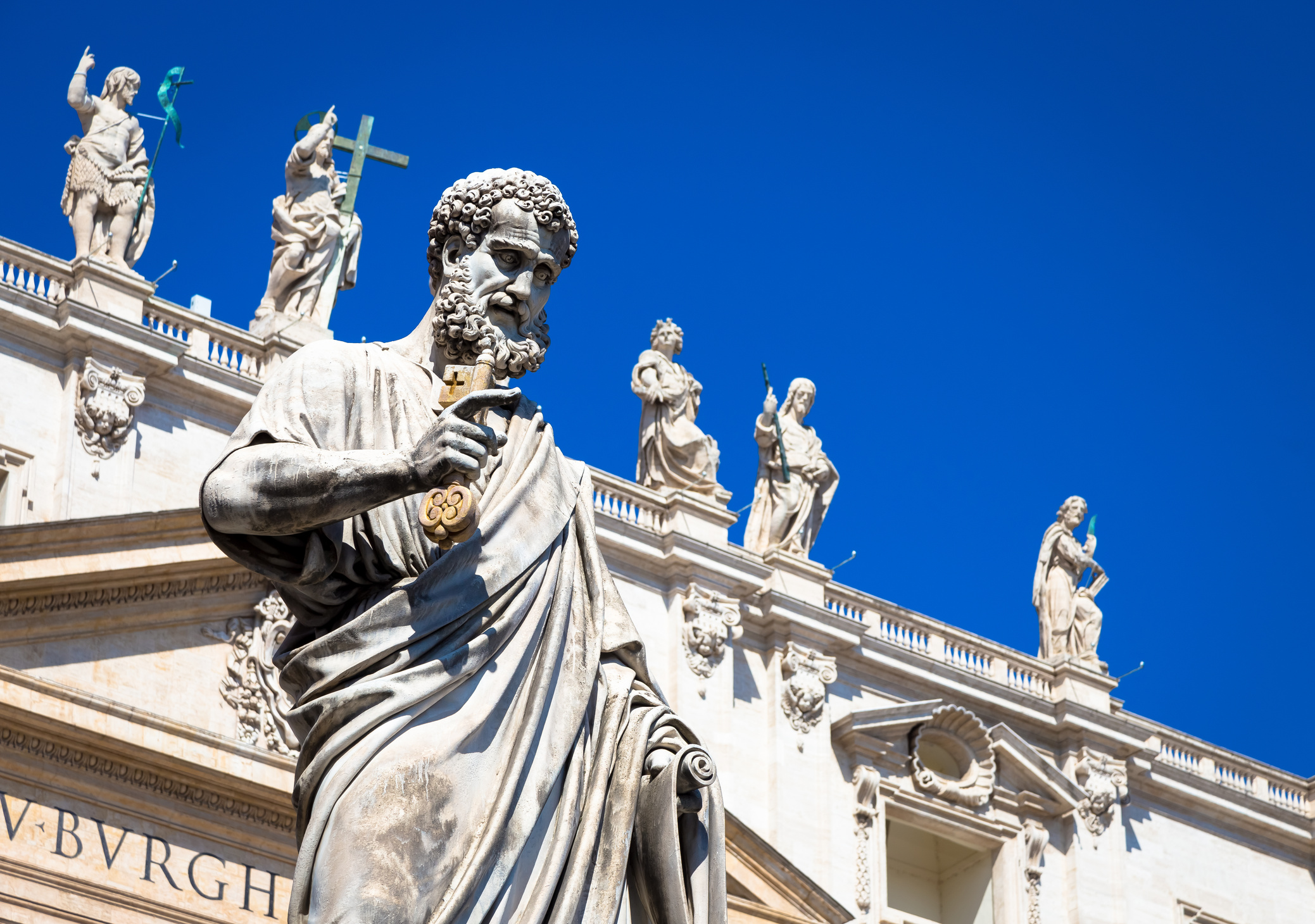 Saint Peter Statue in Front of Saint Peter Cathedral - Rome, Ita